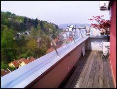 DOMINOX: Inoks balkonska ograja: Polnilo iz kaljenega stekla  